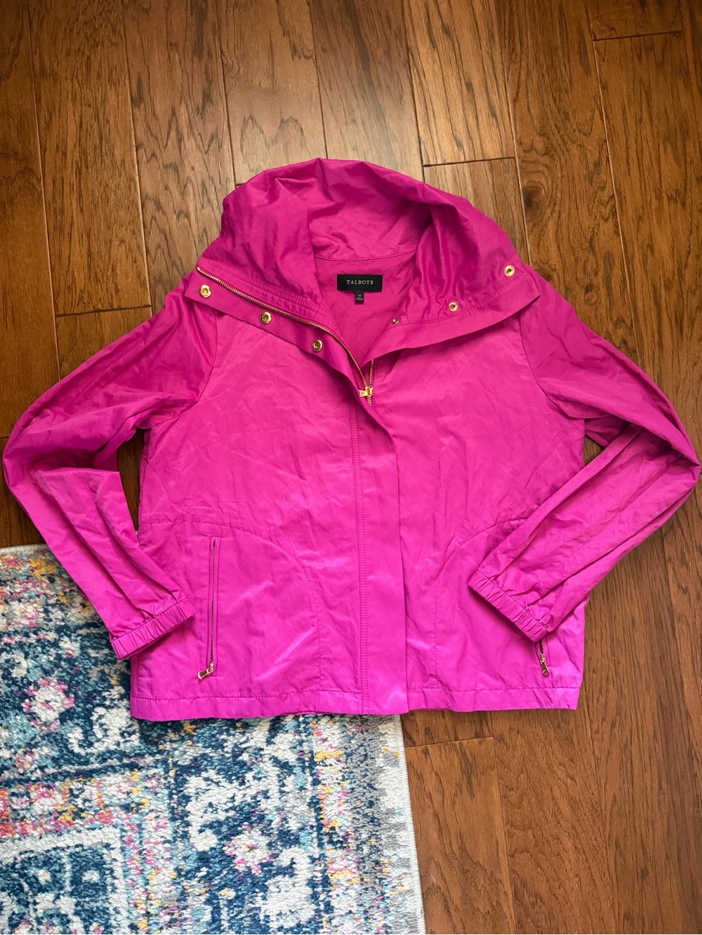Talbots Magenta Pink Rain and Windbreaker Jacket, Size Women’s 14